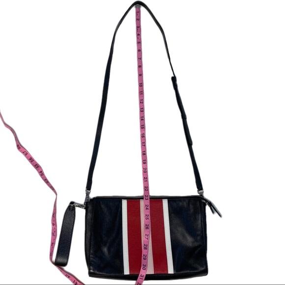 WHBM Leather Colorblock Striped Clutch Crossbody Shoulder Purse Red Pink Black - Picture 15 of 15